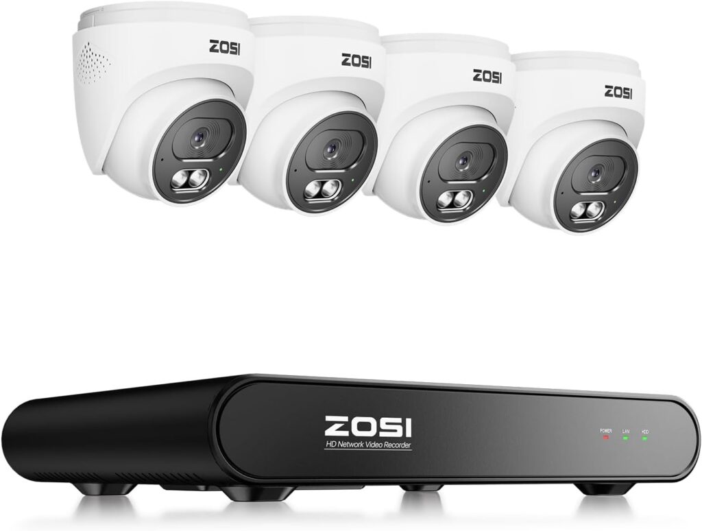 4K security surveillance system with NVR and multiple outdoor cameras
