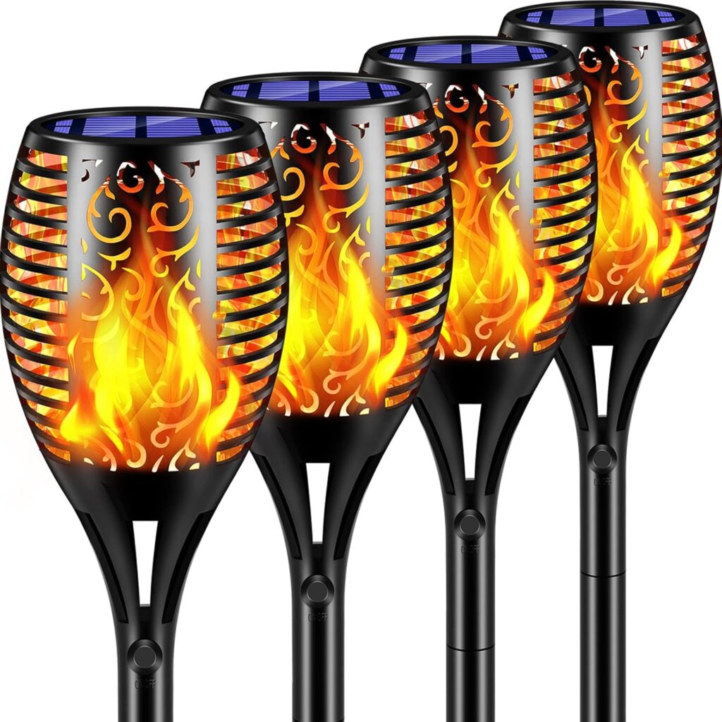 High-quality TomCare 99 LED solar flickering lights for backyard lighting.