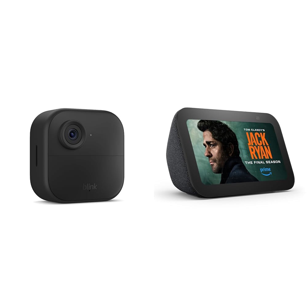 blink outdoor security cameras paired with Alexa display for live outdoor monitoring
