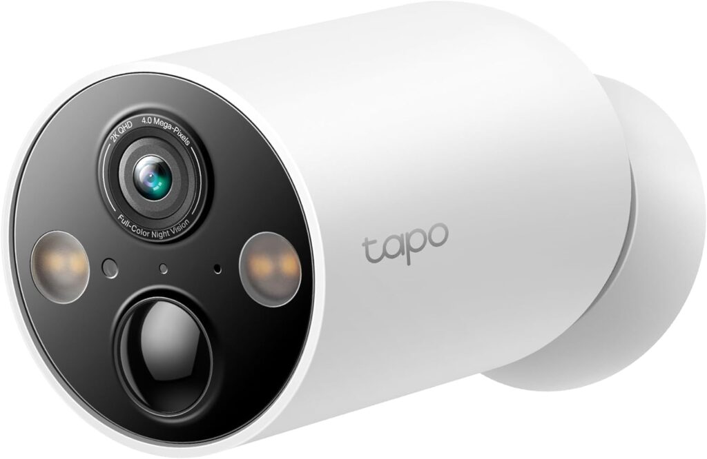 Tapo MagCam 2K+ monitoring a warehouse door in a flexible best outdoor security camera system for business setup