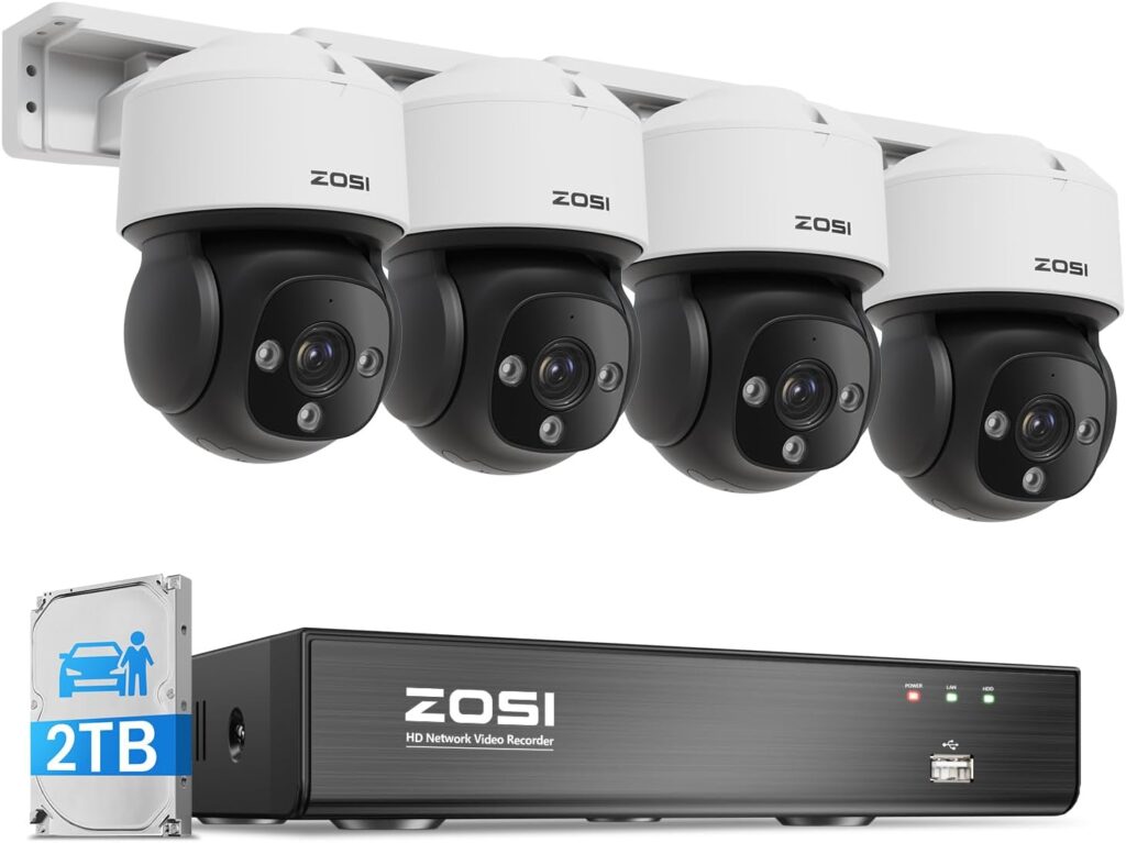 ZOSI PoE cctv security system with dome cameras and NVR
