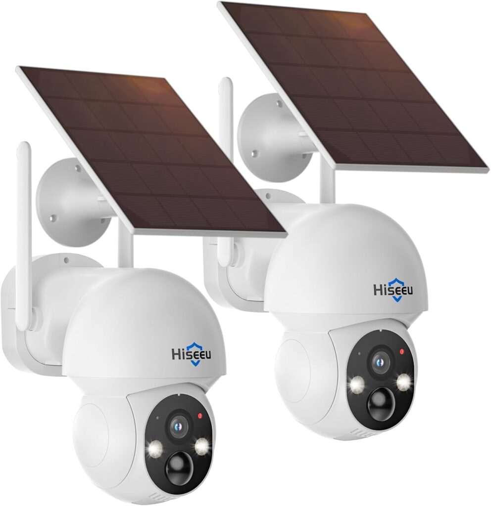 Hiseeu Solar Security Camera, 2PCS 4MP Wireless Outdoor Camera