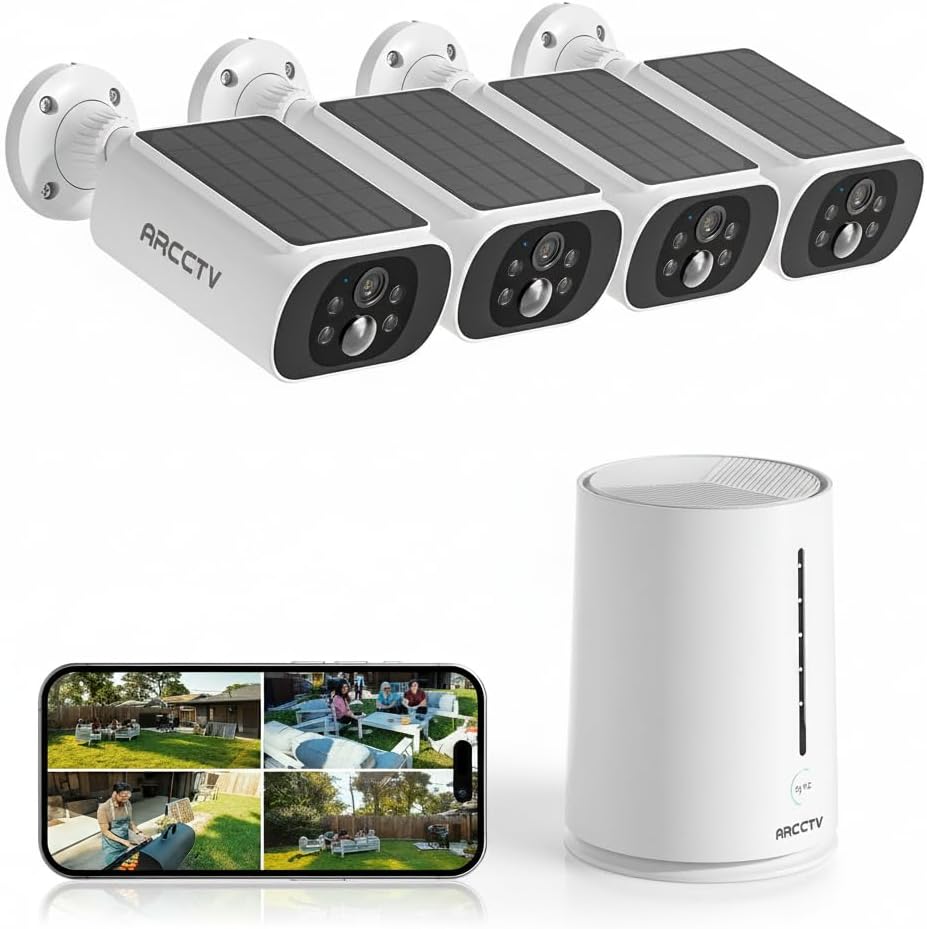 solar-powered wireless home camera system for outdoor property security
