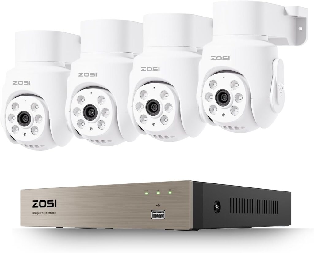 cheap security camera system installed above a garage door
