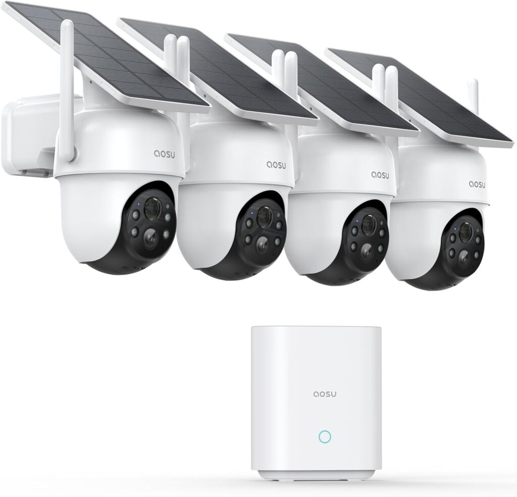 best cctv camera for small business aosu solar wireless 4 camera kit installed on a leased retail storefront