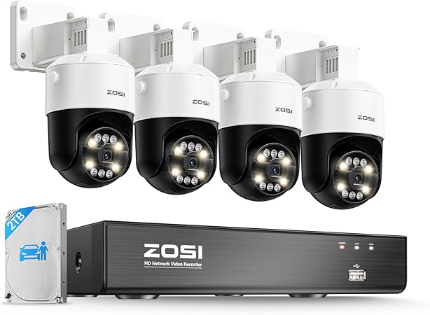 ZOSI PoE cctv security system with dome cameras and NVR
