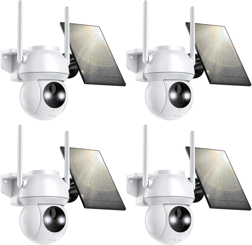 Solar Security Camera Wireless Outdoor, 2K HD Color Night Vision 4 Pack