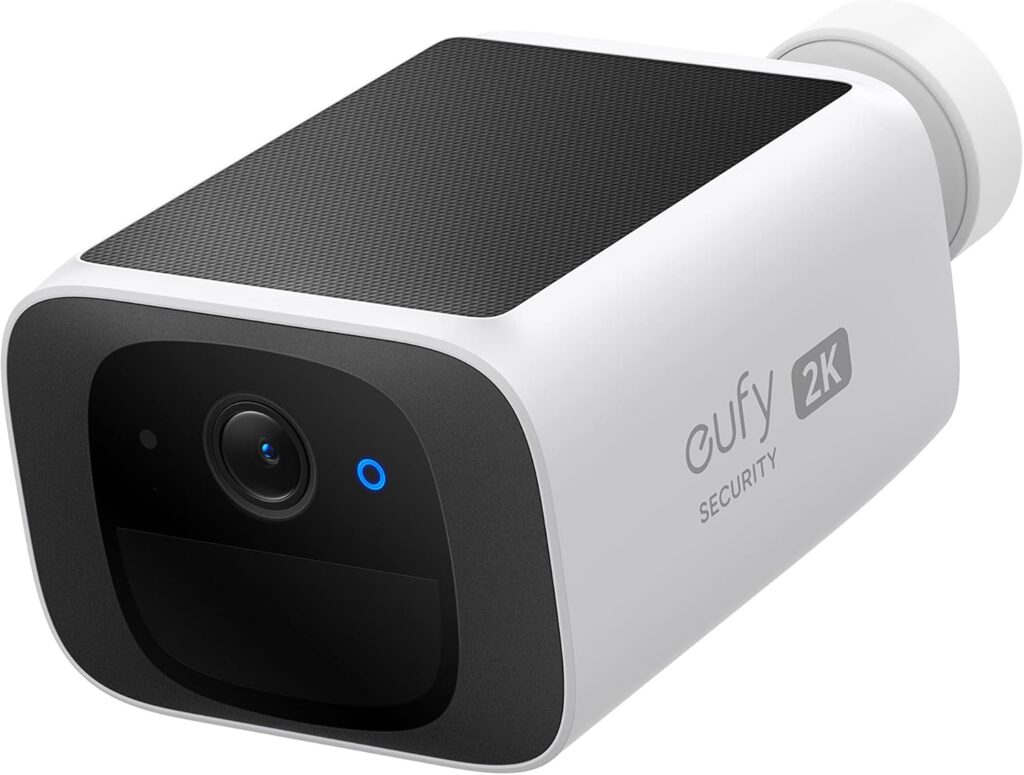 eufy SoloCam S220 mounted above a shop entrance as part of the best outdoor security camera system for business