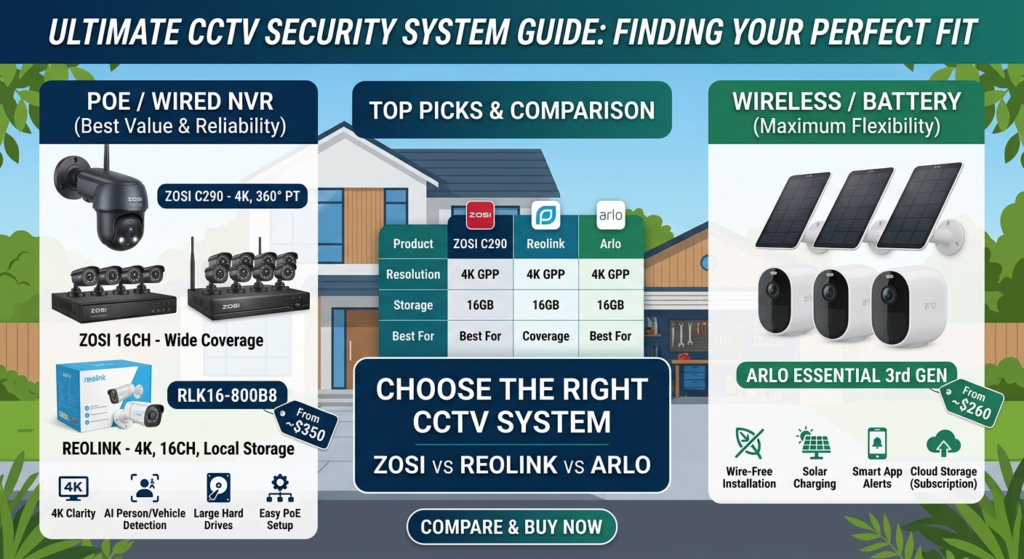 4K cctv security system installed outside a modern home driveway
