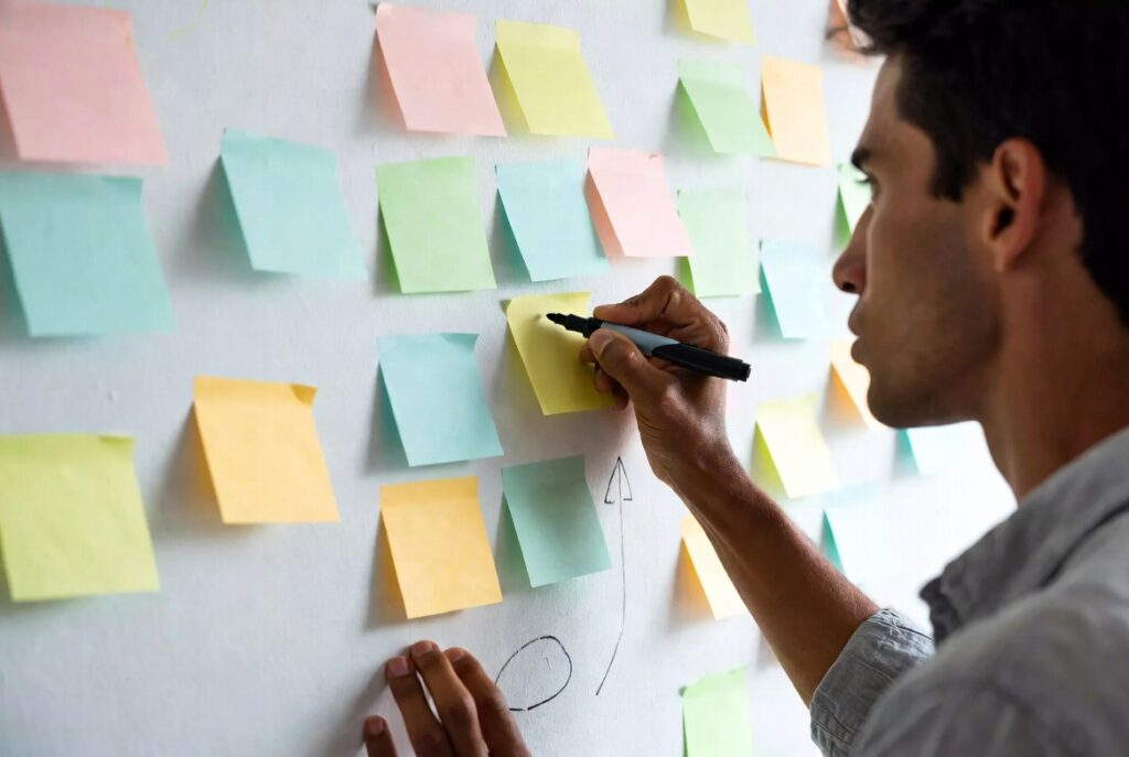 Brainstorming and mind-mapping ideas for a topical authority content plan